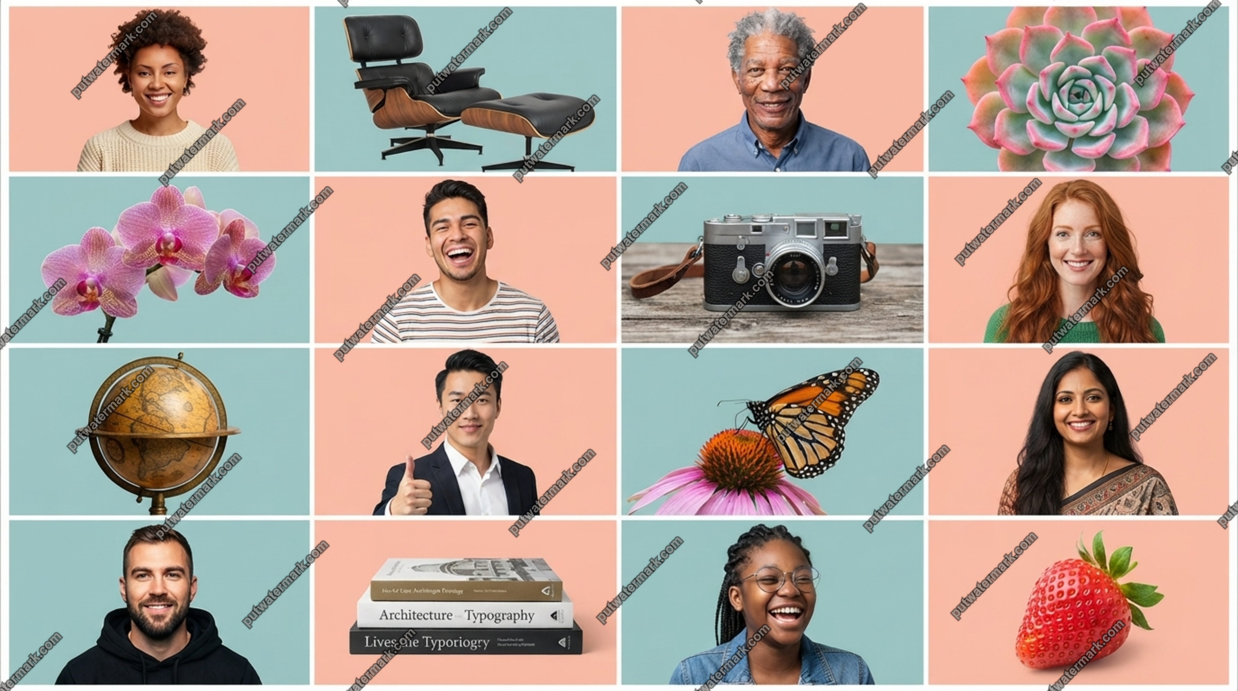 Grid collage of portrait photos